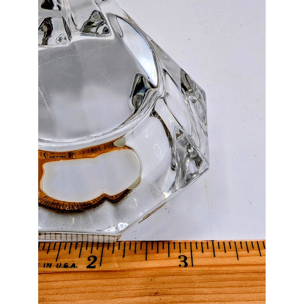Bleikristall 24% Lead Crystal Diamond Candle Holder Germany Gold Tone Stand - Picture 13 of 16